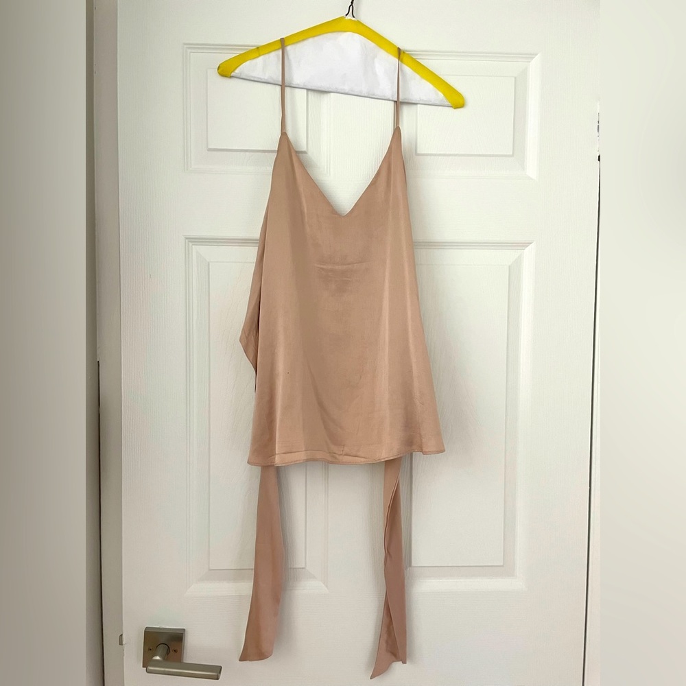 Cami NYC Silk baby pink tie-back tank